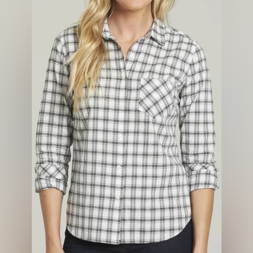 UNTUCKit Marina Women’s Long Sleeve Button Down Plaid Striped Shirt Sz 6 - Picture 3 of 7